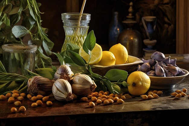 Składniki na stole: zioła, warzywa